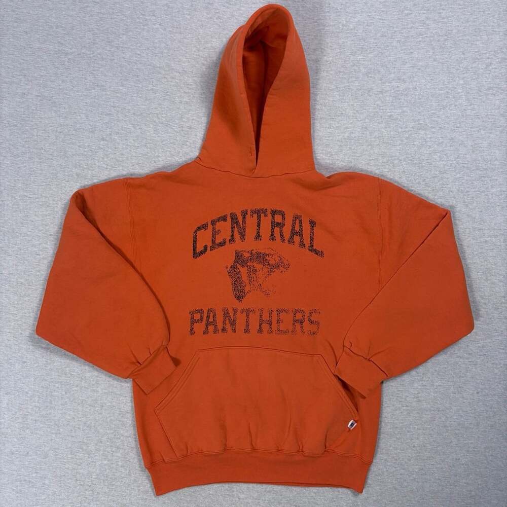 Russell Athletic Central Panthers Orange Vintage Pullover Hoodie Size M